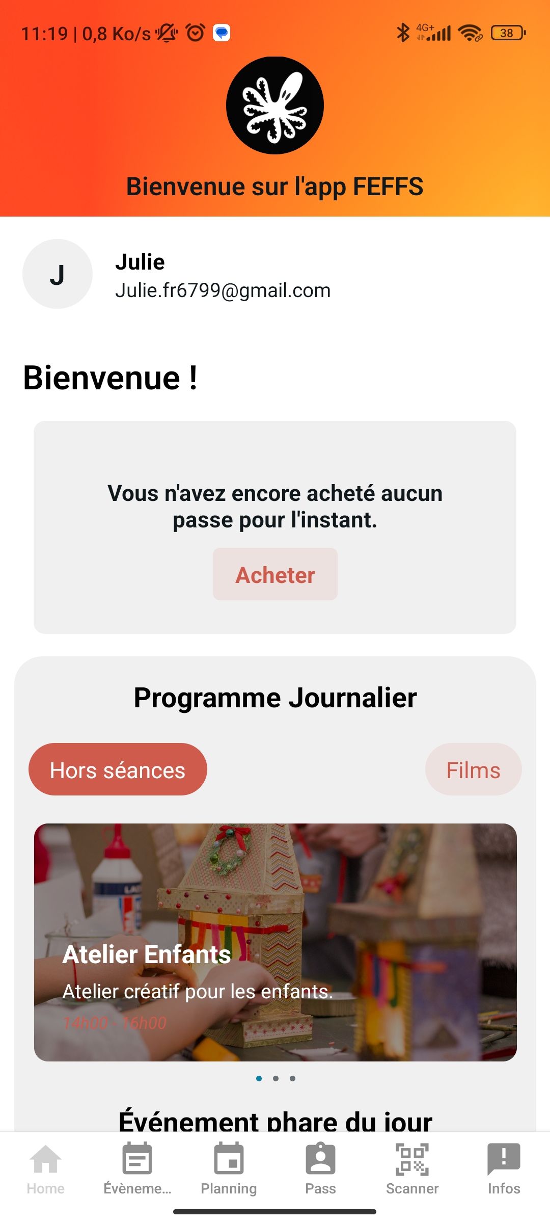 Screenshot of FEFFS - Application mobile