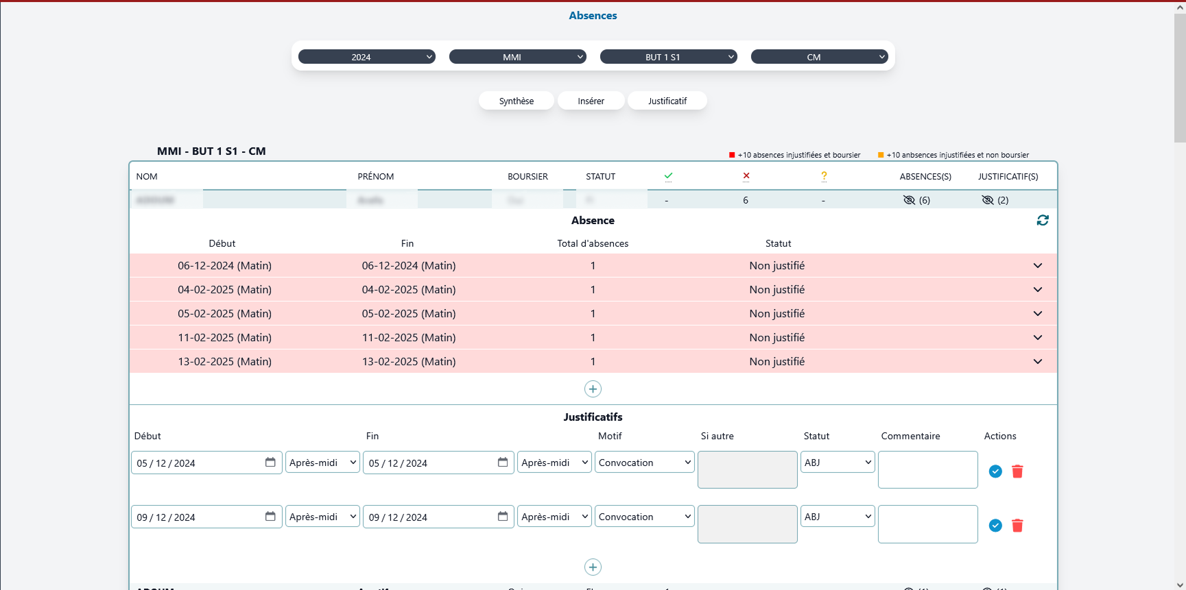 Screenshot of Application de scolarité